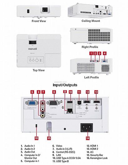 Share: Maxell MC-EW3551 Projector WXGA Conference Room Projector