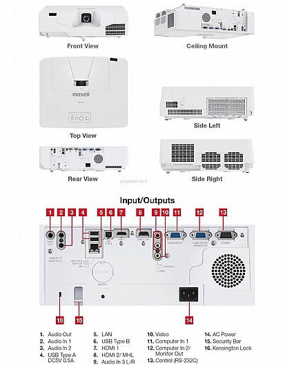 MAXELL MP-EW5002 Projector WUXGA Conference Room Projector