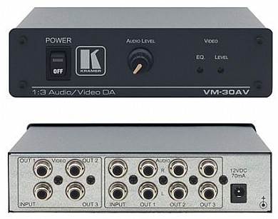 מפצל תמונה Kramer VM-30AV עם כניסת (CV (RCA ל-3 יציאות (CV (RCA. (משולב אודיו סטריאו) מפצל תמונה Kramer VM-30AV עם כניסת (CV (RCA ל-3 יציאות (CV (RCA. (משולב אודיו סטריאו)