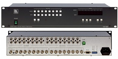 מטריצת Kramer VS-828 עם 8 כניסות CV ל-8 יציאות CV כולל אודיו סטריאו. מטריצת Kramer VS-828 עם 8 כניסות CV ל-8 יציאות CV כולל אודיו סטריאו.